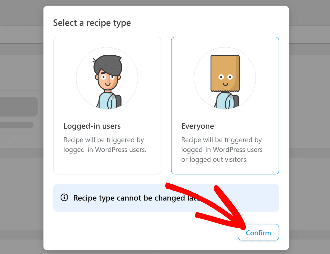 Select recipe type