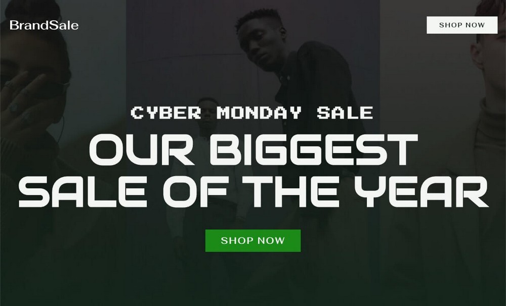 ตัวอย่างหน้าแรกของ Cyber Monday