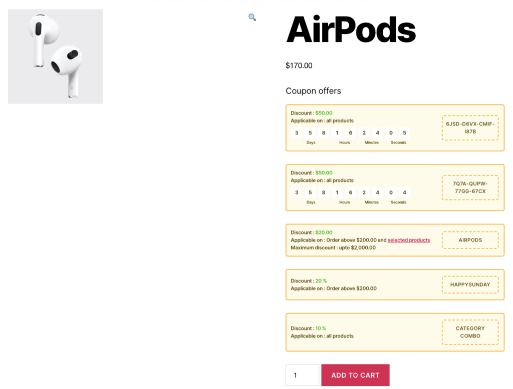 Exibição de cupons WooCommerce