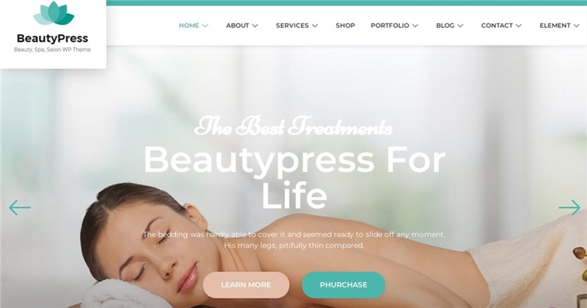 เทมเพลตร้านเสริมสวย BeautyPress WordPress