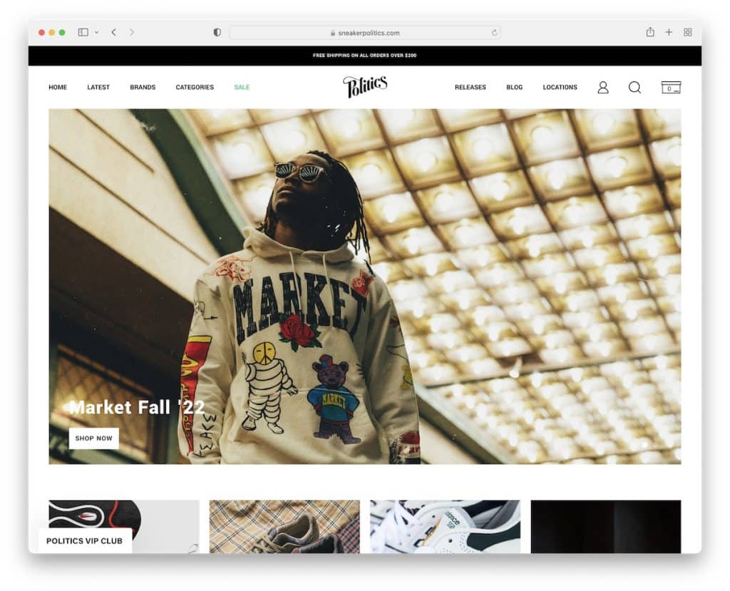 Beispiel für eine Sneaker-Politik-Bluehost-Website