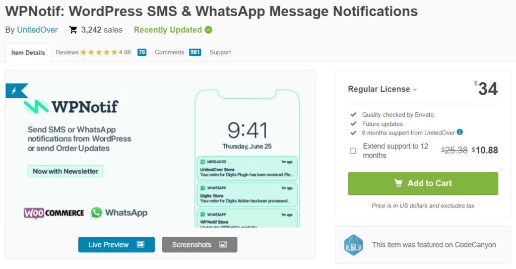 WPNotif: SMS di WordPress e notifiche di messaggi WhatsApp