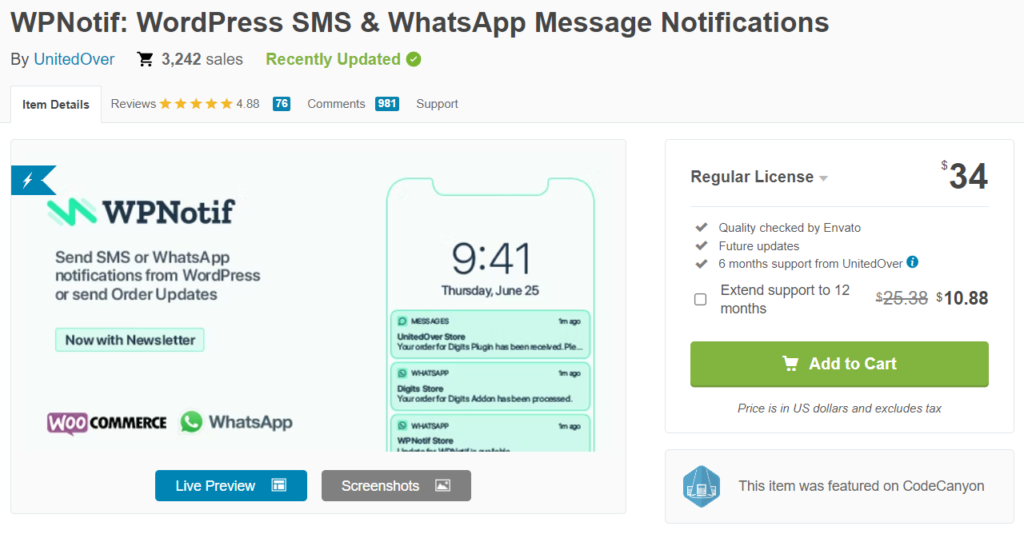 WPNotif: Notificări de mesaje prin SMS și WhatsApp WordPress