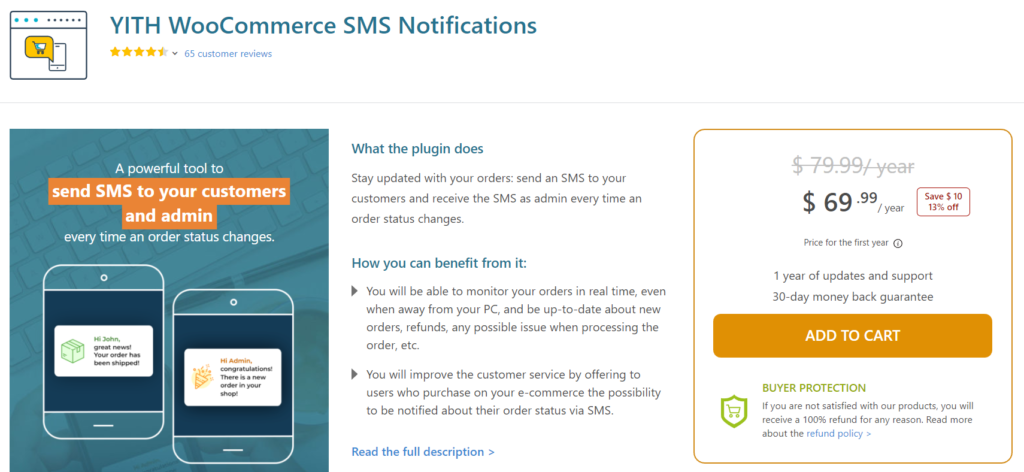 การแจ้งเตือนทาง SMS ของ YITH WooCommerce
