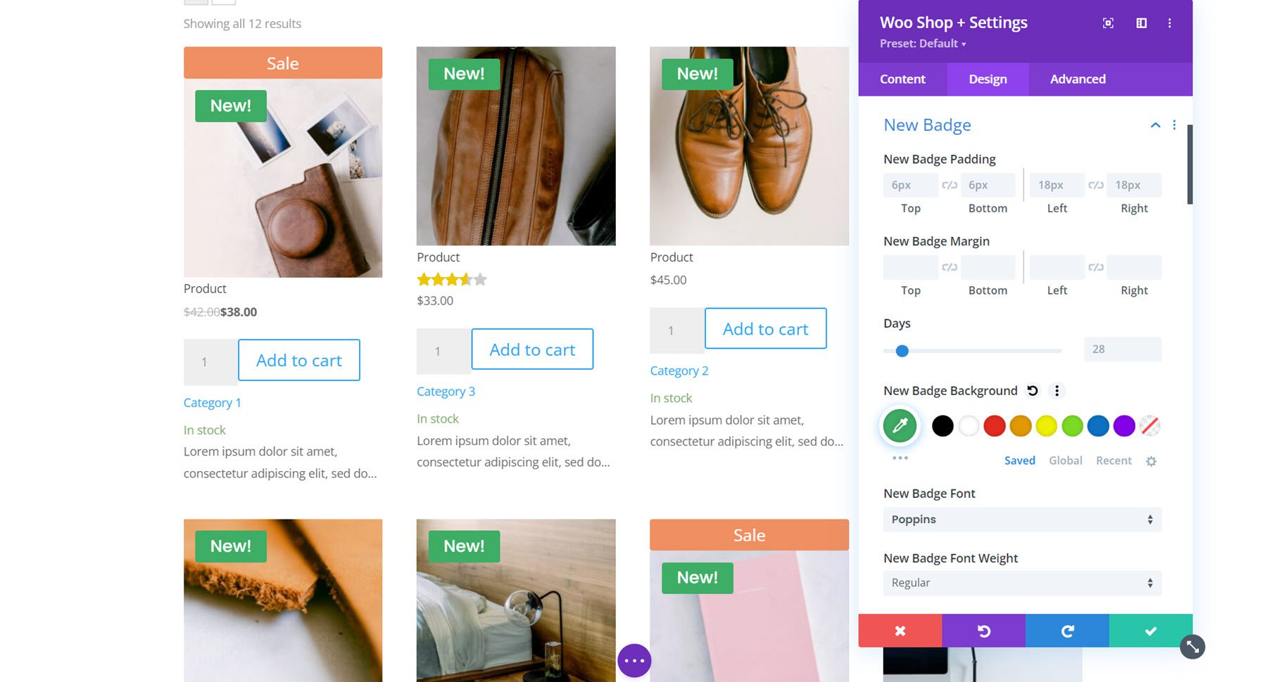 Divi プラグイン ハイライト Divi Shop Builder 新しいバッジ