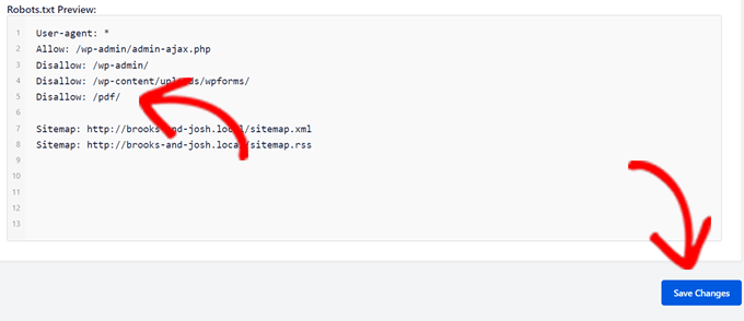 ช่องแสดงตัวอย่าง Robots.txt