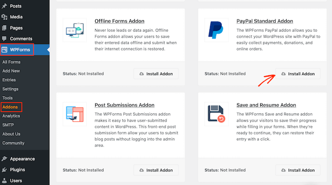 WPForms'un PayPal eklentisi