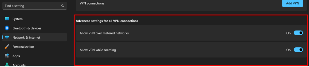تعطيل VPN