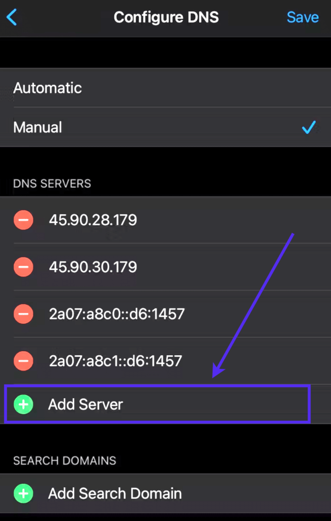 إزالة خطأ DNS_PROBE_FINISHED_NXDOMAIN من iPhone