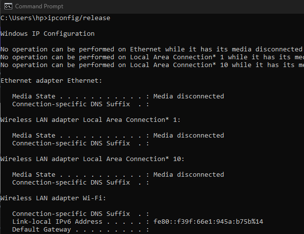 ipconfig / الإصدار