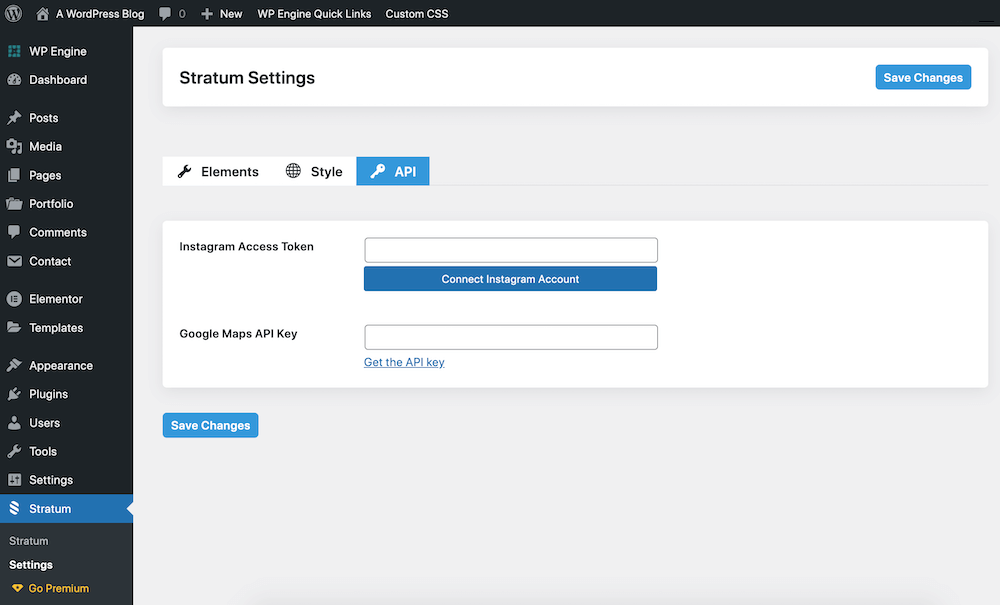 Impostazioni dello strato: API