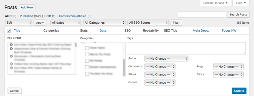 在 WordPress 中批量编辑帖子