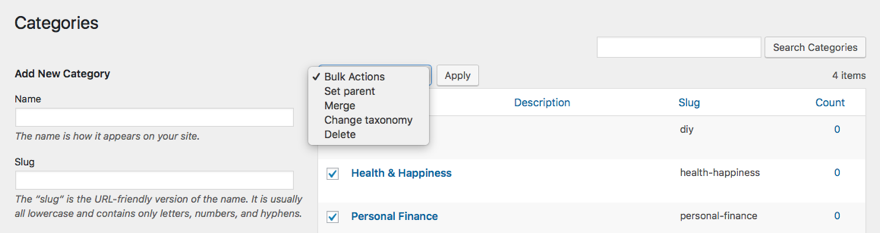 增强的批量编辑下拉选项