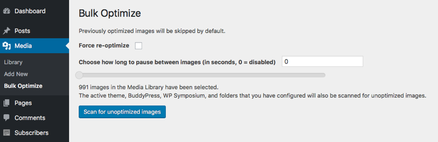 使用 EWWW 批量优化图像