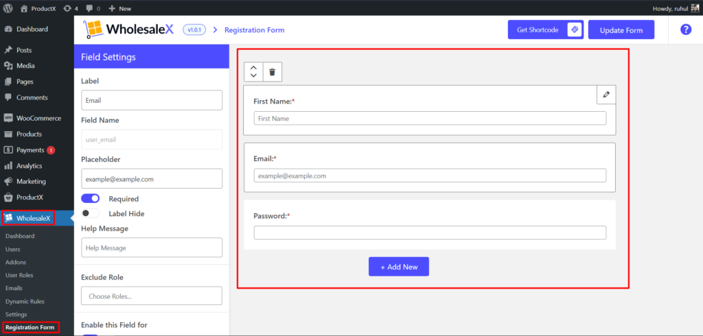 Como criar formulário de registro WooCommerce para usuários B2B e B2C 6 WholesaleX Registration Form