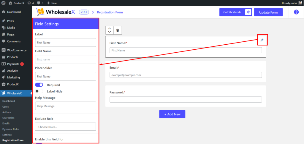 Como criar formulário de registro WooCommerce para usuários B2B e B2C 8 WholesaleX Registration Form Settings