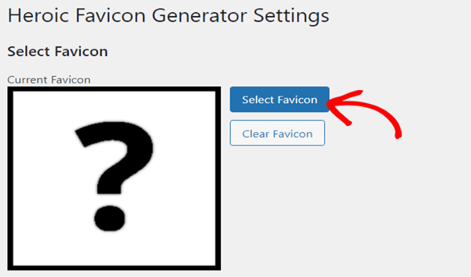 Clique no botão Selecionar Favicon
