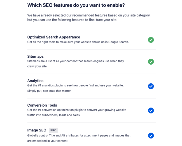在 aioseo 中启用推荐功能 - IsItWP - 免费的 WordPress 主题检测器 enable recommended features in aioseo