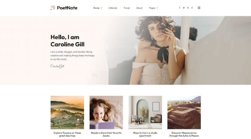 Die 7 besten WordPress-Blog-Vorlagen 6 PoetNote Template