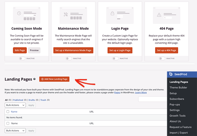 addnewlandingpageseedprod - SeedProd Add new landing page