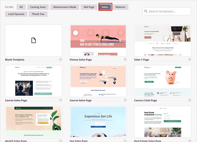 modèles de page de vente - SeedProd sales page templates
