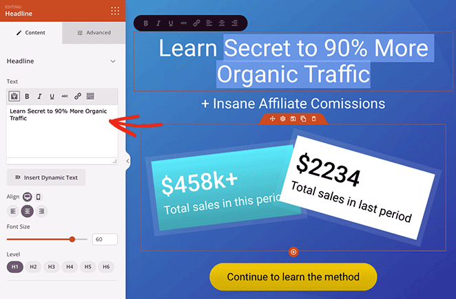 headlinesettings - SeedProd landing page headline settings