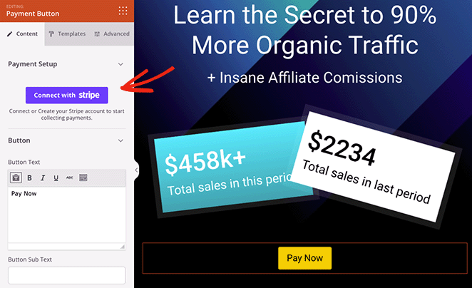 bouton de paiement connectstripe - SeedProd Connect with Stripe