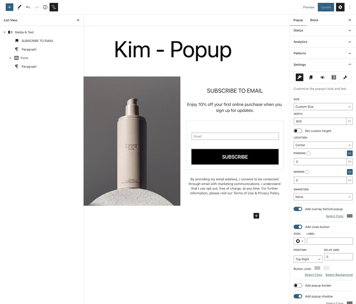 Membuat popup seperti yang ditampilkan di situs web Kim Kardashian