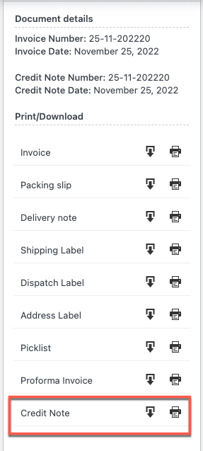 Imprimer une note de crédit dans WooCommerce