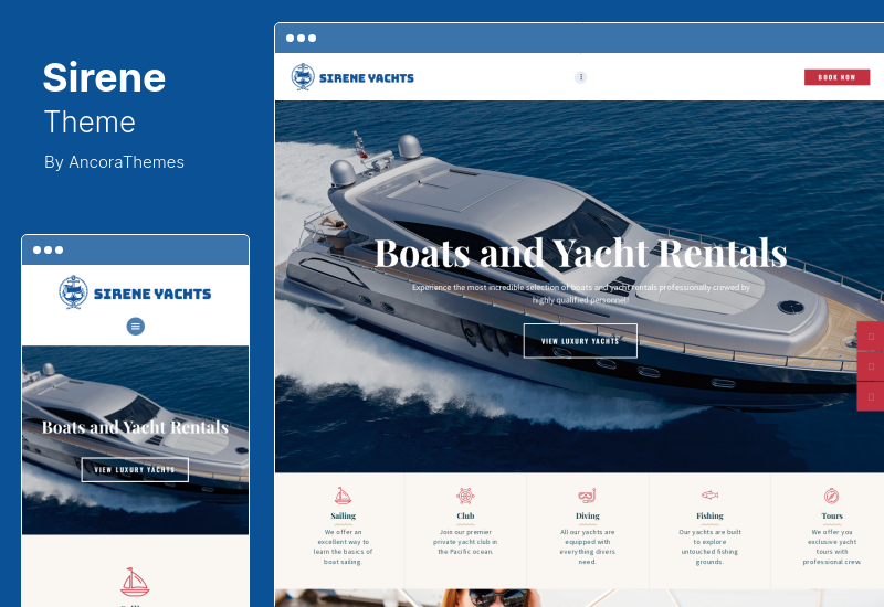 Tema Sirene - Servizi di noleggio barche e tema WordPress per il noleggio di barche