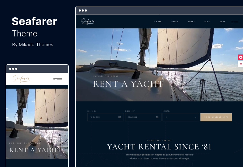 Tema Seafarer - Tema WordPress per il noleggio di yacht e barche