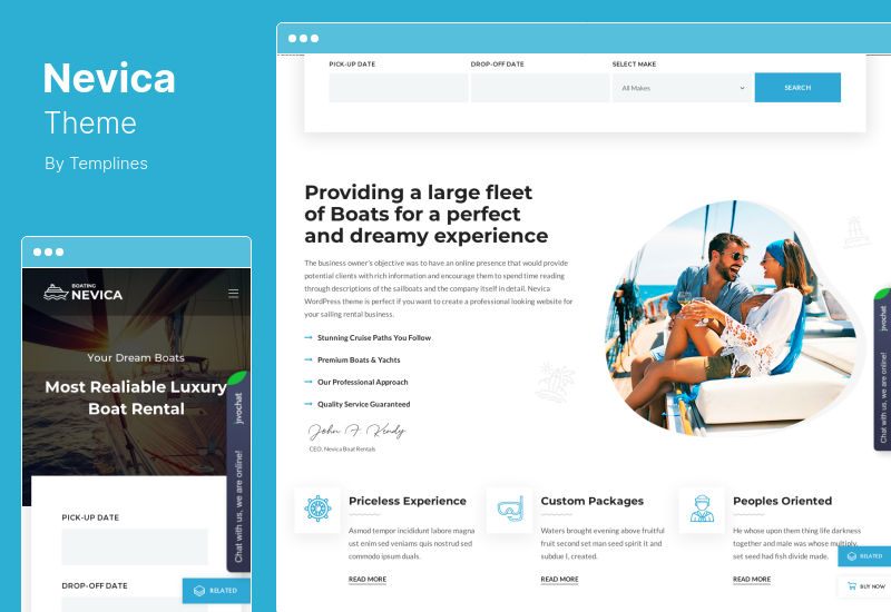 Tema Nevica - Tema WordPress per il noleggio di yacht