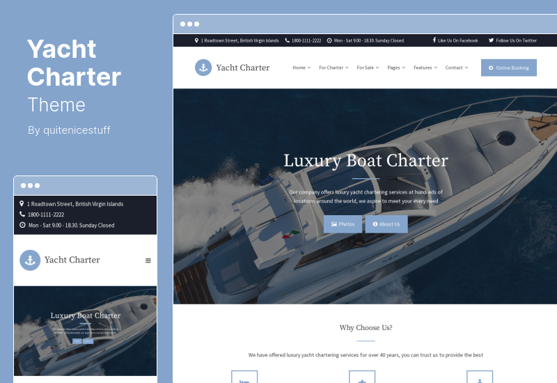 Tema per il noleggio di yacht - Presentazione del tema WordPress per il noleggio di yacht