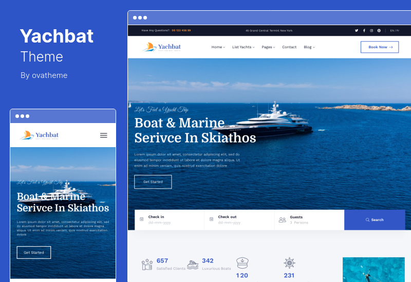 Tema Yachbat - Tema WordPress per il noleggio di yacht e barche