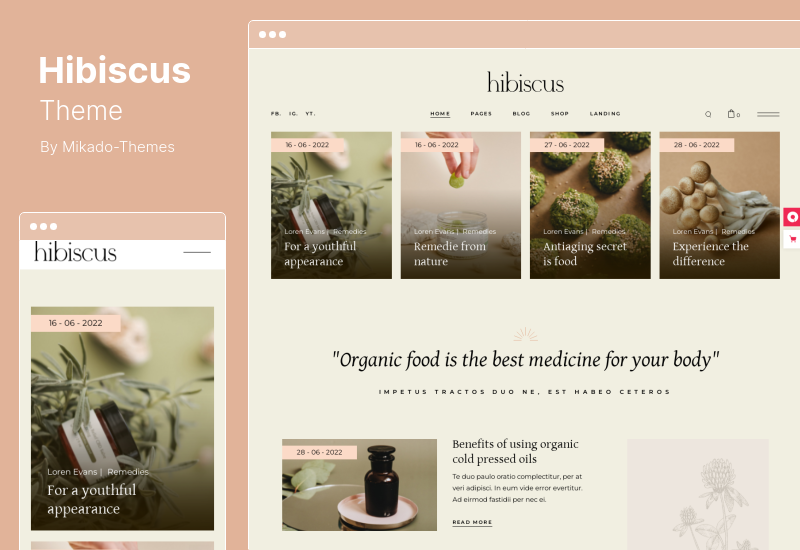 Tema Hibiscus - Tema WordPress di medicina alternativa e negozio biologico