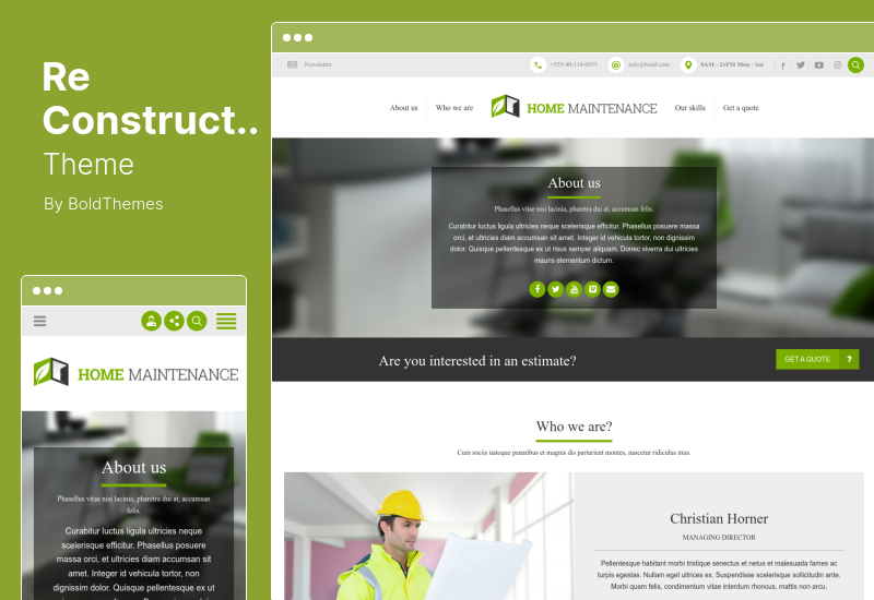 ธีม ReConstruction - ธีมผู้รับเหมา & สร้าง WordPress