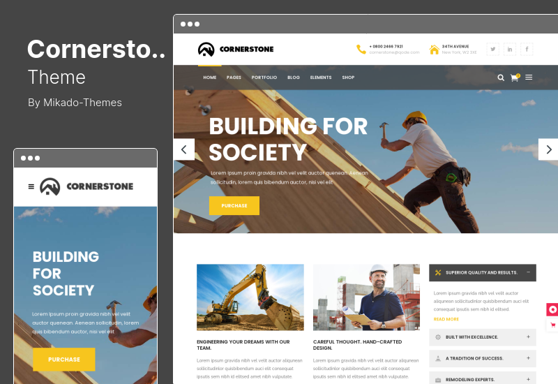 ธีม Cornerstone - ธีม WordPress ก่อสร้าง