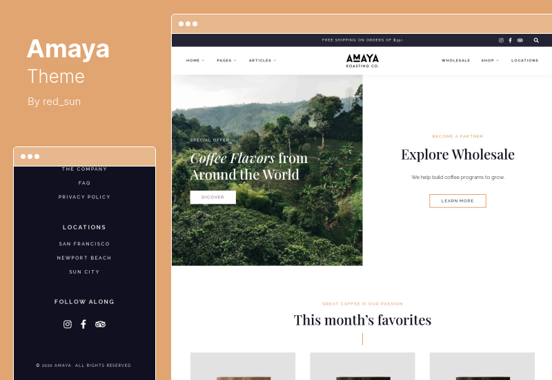 Amaya Theme - 咖啡店 WordPress 主题