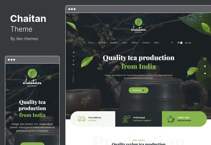 Chaitan 主题 - 茶叶生产公司和有机商店 WordPress 主题