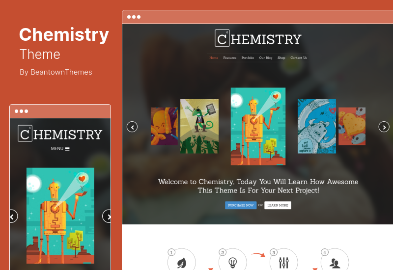 Chemistry Theme — адаптивная тема WordPress для портфолио и магазина