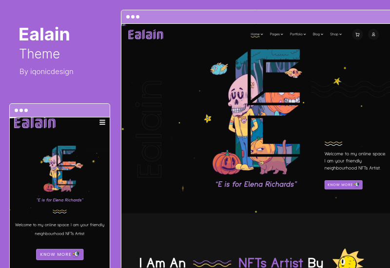 Ealain Theme - Тема WordPress для творческого портфолио цифрового художника