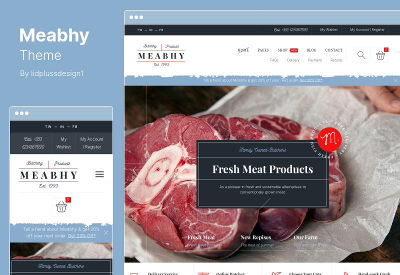 Meabhy Theme - Тема WordPress для мясной фермы и продуктового магазина