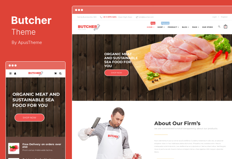 Butcher Theme - Мясной магазин WooCommerce WordPress Theme