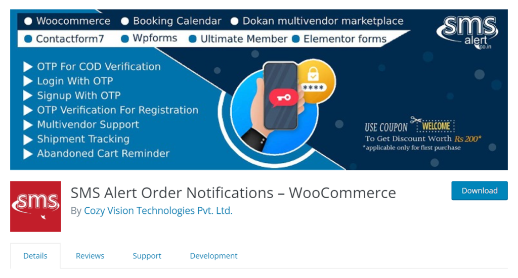 تنبيه عبر الرسائل القصيرة - أرسل إشعارات الرسائل القصيرة من WooCommerce