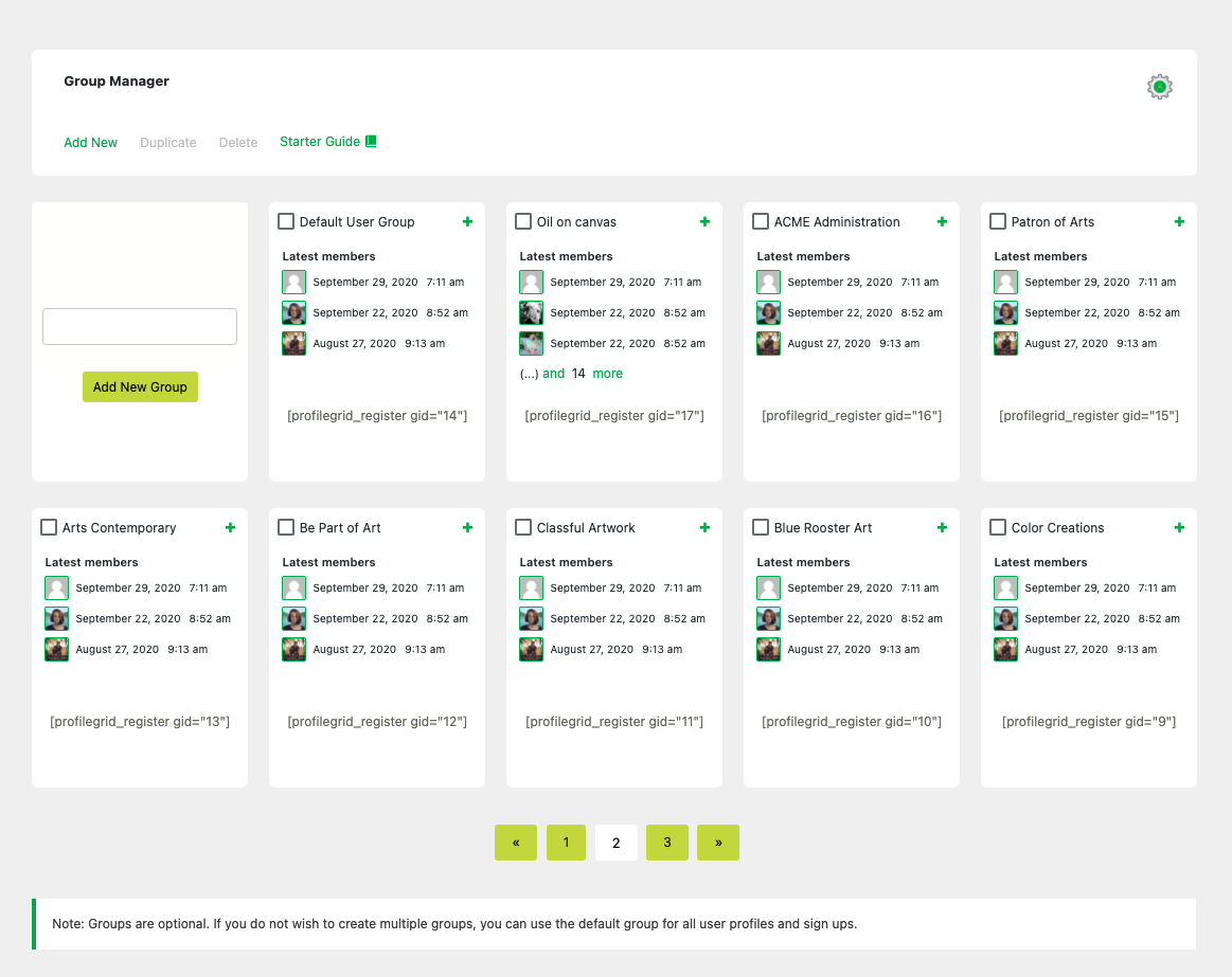 ordPress User Profiles Plugin Group Manager