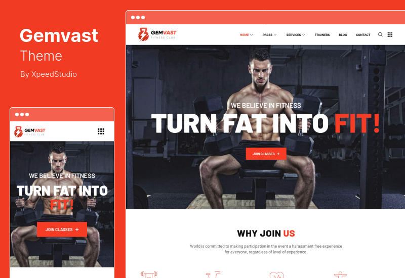Gemvast 主題 - Gym Fitness Club 多頁,單頁 WordPress 主題
