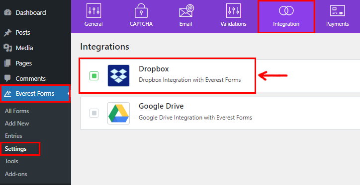Klik Dropbox
