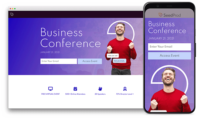 会议响应式着陆页模板 - SeedProd Conference responsive landing page template