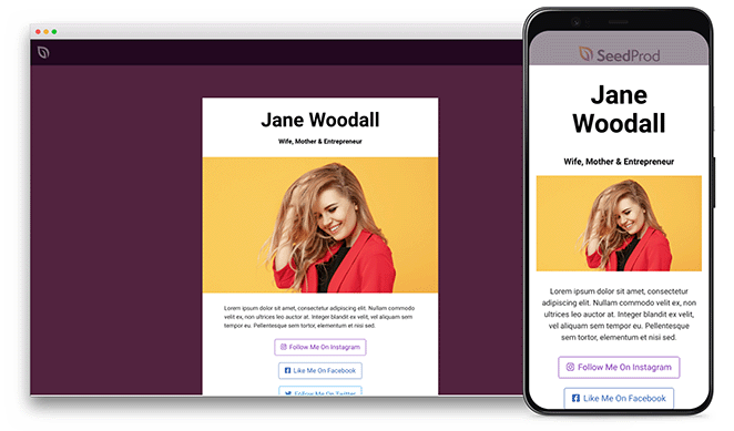个人链接响应式着陆页模板 - SeedProd Personal Links responsive landing page template