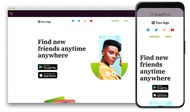 移动应用登陆页面模板 - SeedProd Mobile app landing page template